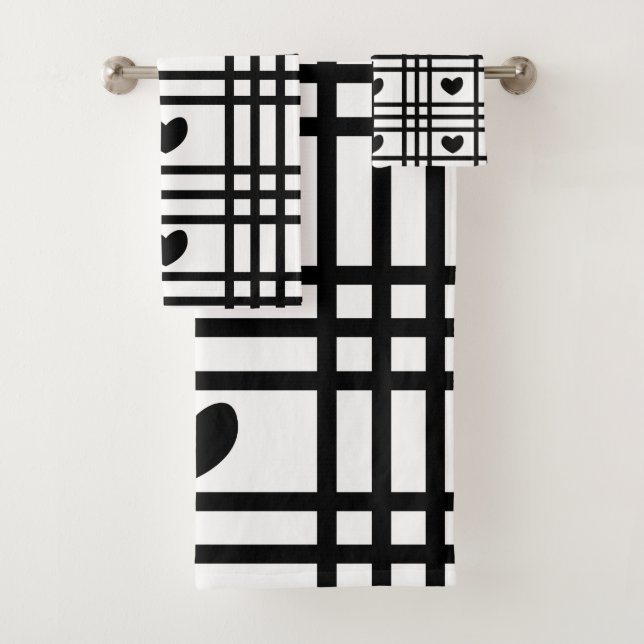 Motif de rayures de coeur noir et blanc (En situation)