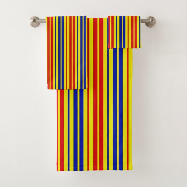 Motif de rayures rouge bleu jaune  (En situation)