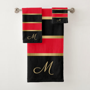 Motif de rayures rouge et or noir