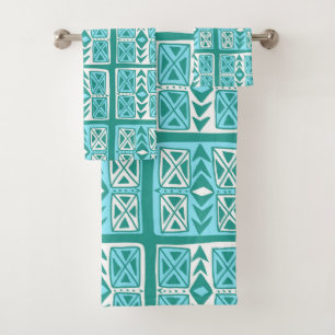 Motif de sauce géométrique bleu vert et blanc