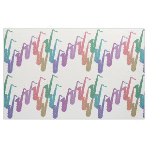 Motif de saxophones d'arc-en-ciel sur le tissu