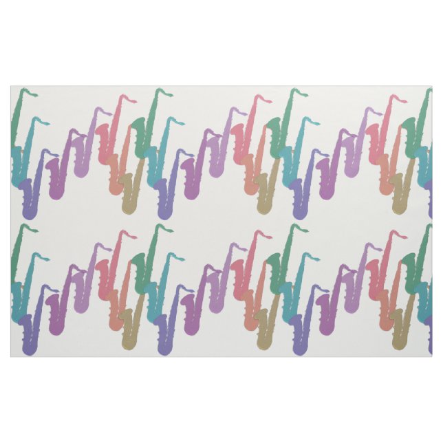 Motif de saxophones d'arc-en-ciel sur le tissu (Fat Quarter)