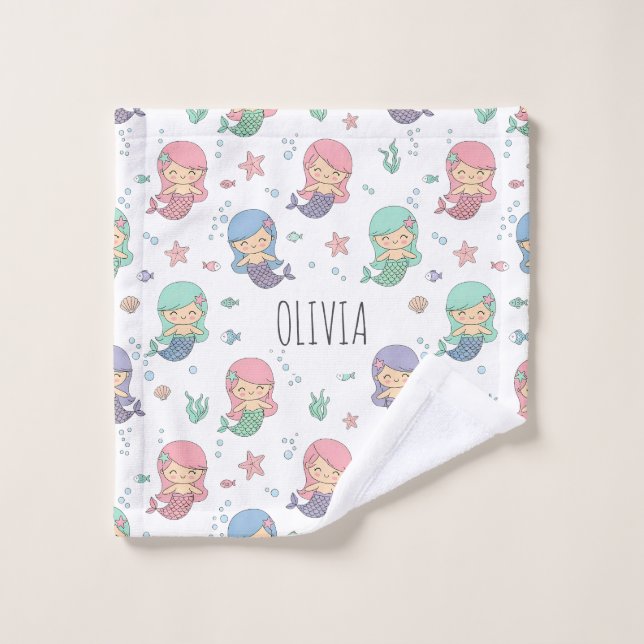 Motif de sirène de dessin animé mignon (Gant de toilette)