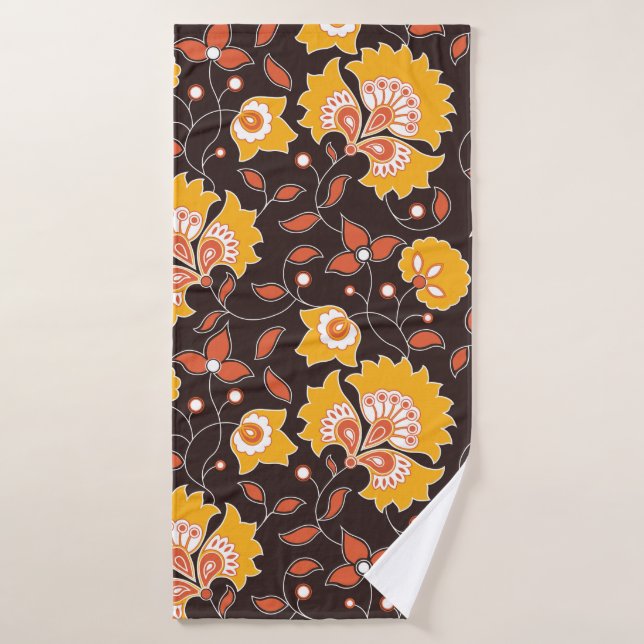motif de style indien couleur fleurs sans soudure  (Serviette de bain)