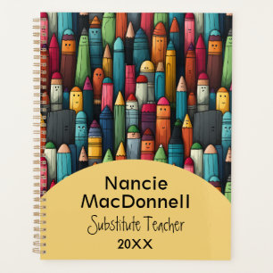 Motif de stylo de dessin coloré enseignant