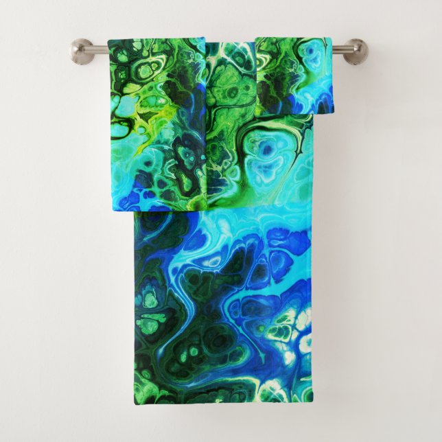 motif de teinture en marbre bleu et vert Abstrait (En situation)