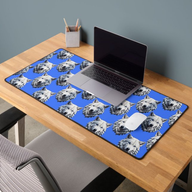 Motif de tête de loup blanc Design bleu (Créateur téléchargé)