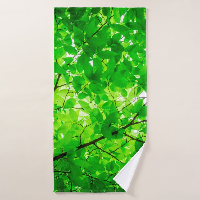 Motif de texture de brindille de la feuille d'arbr (Serviette de bain)