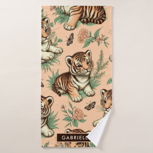 Motif de tigre de bébé Vintage (Serviette de bain)