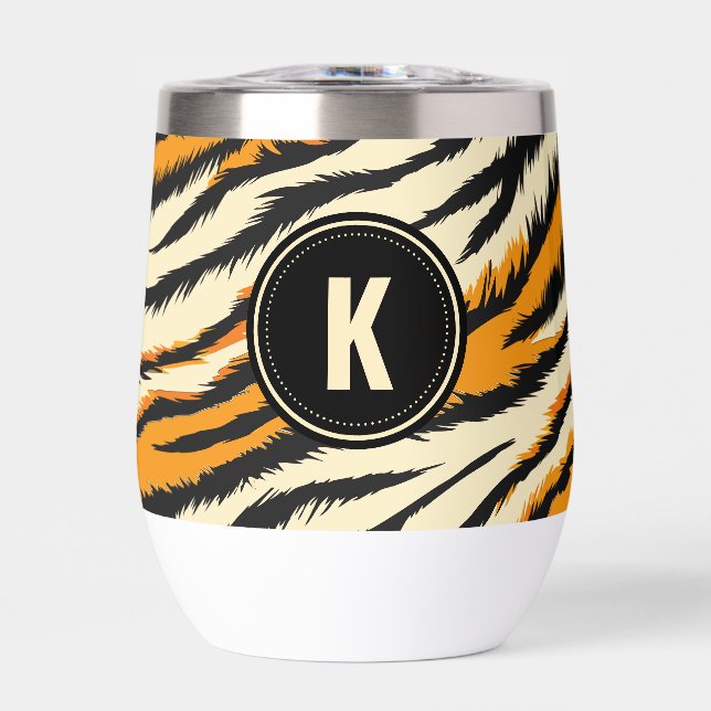 Motif de tigre noir et orange avec monogramme (Avant)