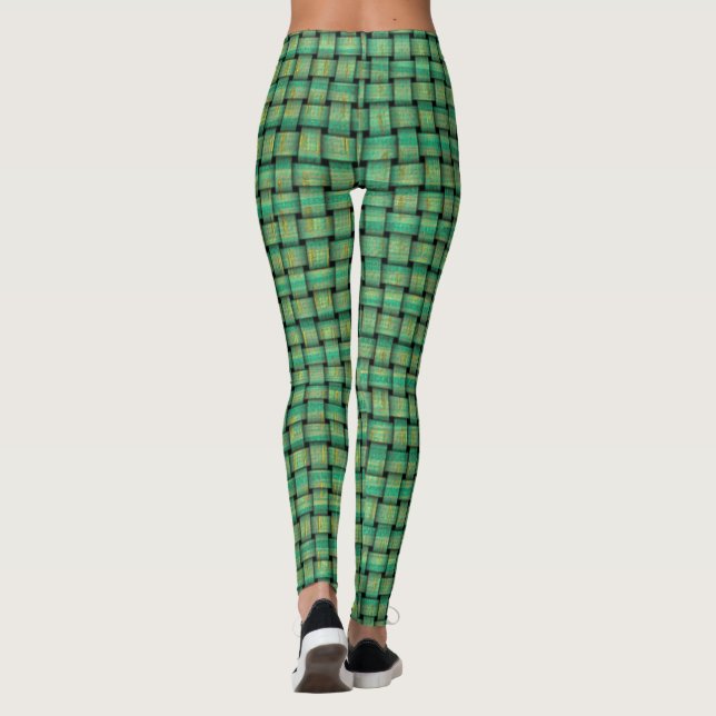 Motif de tissage vert sur Leggings personnalisés (Dos)