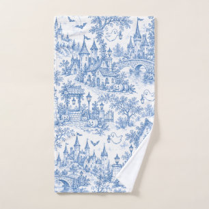 Motif de toile d'Halloween bleu Village fantomatiq