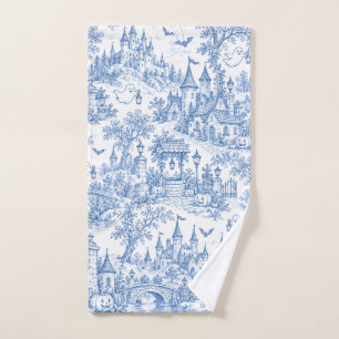 Motif de toile d'Halloween bleu Village fantomatiq