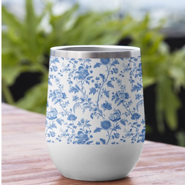Motif de toile florale vintage bleu blanc (Matching items, and personalized versions available in the collection)
