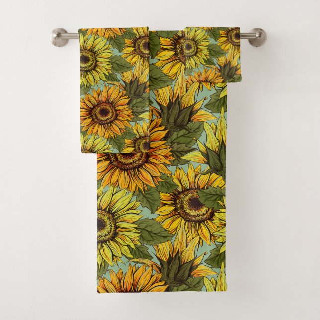 Motif de tournesol avec feuillage sur l'Arrière -  (En situation)