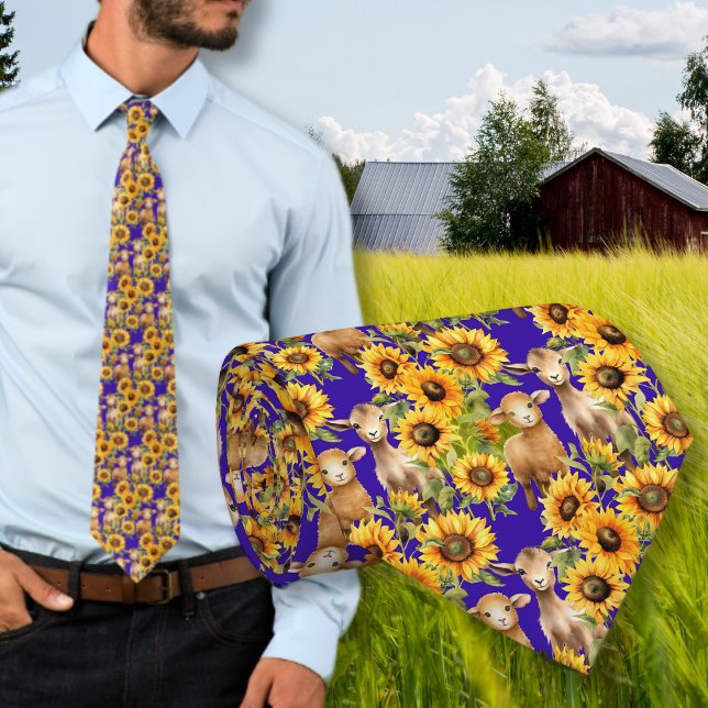 Motif De Tournesol Cravate Pourpre Avec Animaux De (Créateur téléchargé)