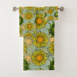 Motif de tournesol jaune sur Arrière - plan Turquo