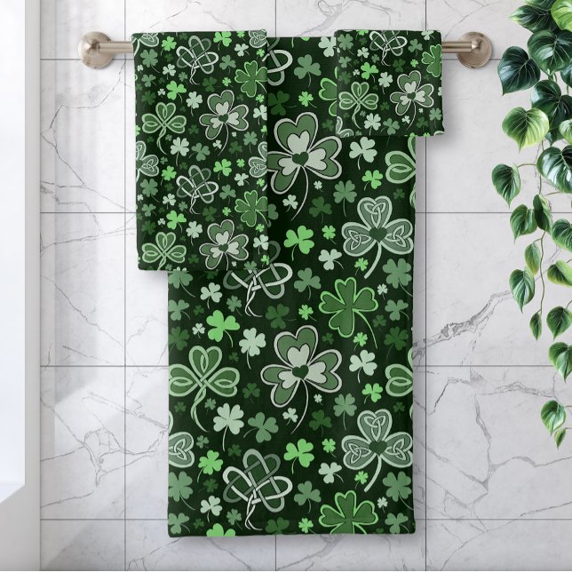 Motif de Trèfle Celtique Cœurs Irlandais Verts (Créateur téléchargé)