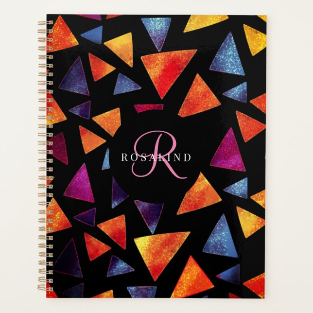 Motif de triangles colorés élégant Monogramme (Devant)