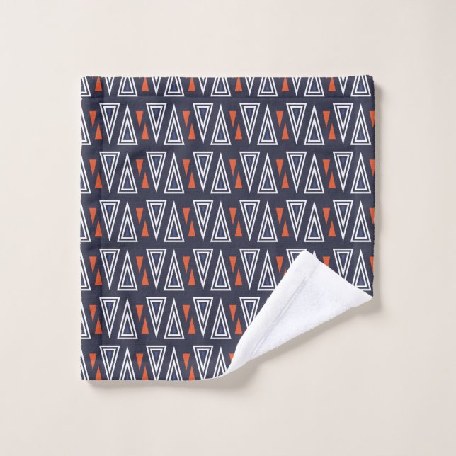 Motif de triangles géométriques bleu foncé et roug (Gant de toilette)