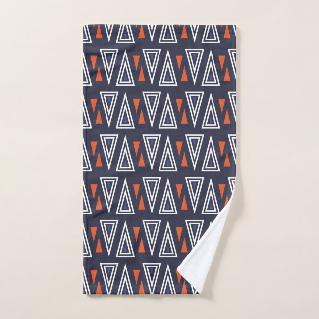 Motif de triangles géométriques bleu foncé et roug (Serviette à main)