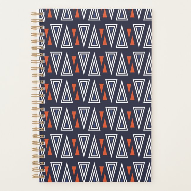 Motif de triangles géométriques bleu foncé et roug (Devant)