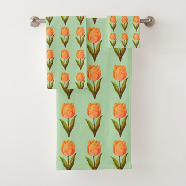Motif de tulipe moderne sur fond vert clair (En situation)