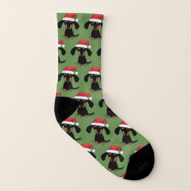 Motif de vacances de Noël de teckel de Père Noël (Gauche intérieur)