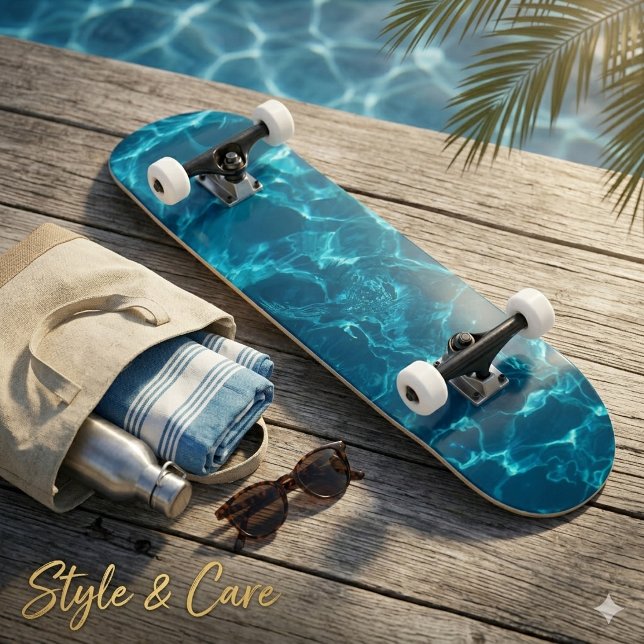Motif de vague charmant, conception de skateboard  (Charming Wave Pattern Stylish Skateboard Design)