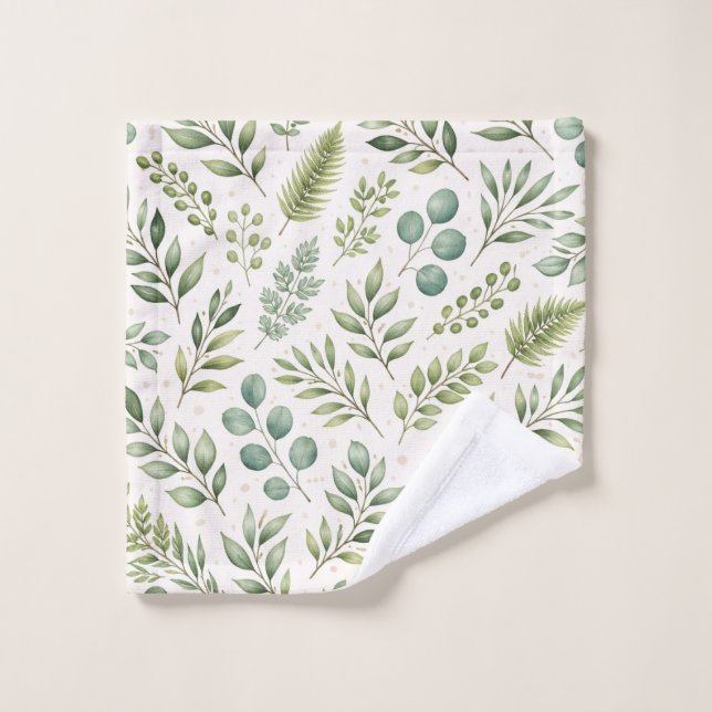 Motif de verdure à l'aquarelle | Feuillage botaniq (Gant de toilette)