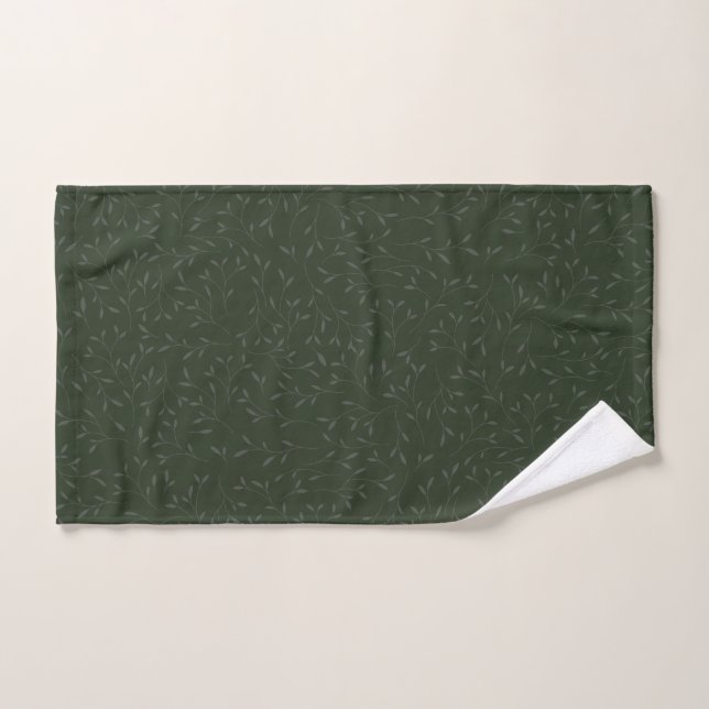 Motif de vigne botanique ton sur ton vert foncé (Serviette à main)