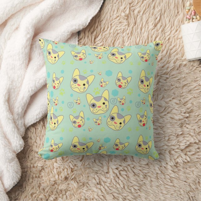 Motif de visage de chien mignon - Coussin de jet (Couverture)
