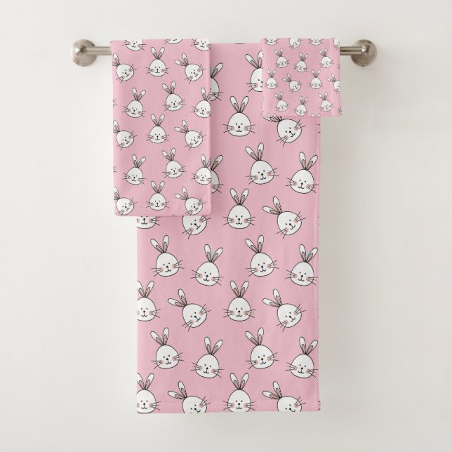 Motif de visage de lapin mignon sur rose clair (En situation)