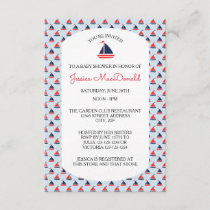 Motif de voilier - Invitation Baby shower 3x5