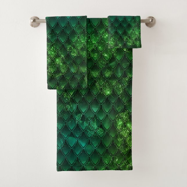 Motif d'écailles de dragon vert Fantaisie Émeraude (En situation)