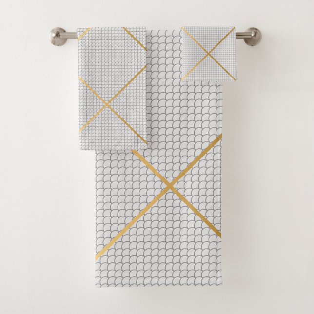 MOTIF D'ÉCHELLE GRISE BLANC OR MERMAID (En situation)