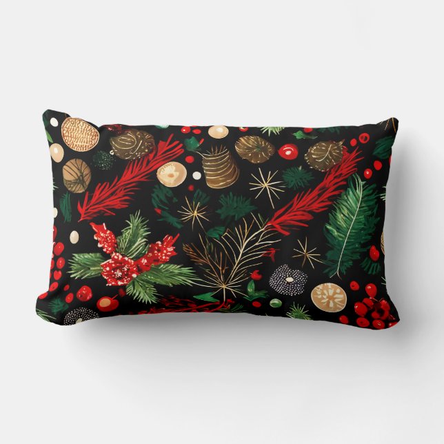 Motif décoratif de Noël Lumbar Coussin 13"x21" (Recto)