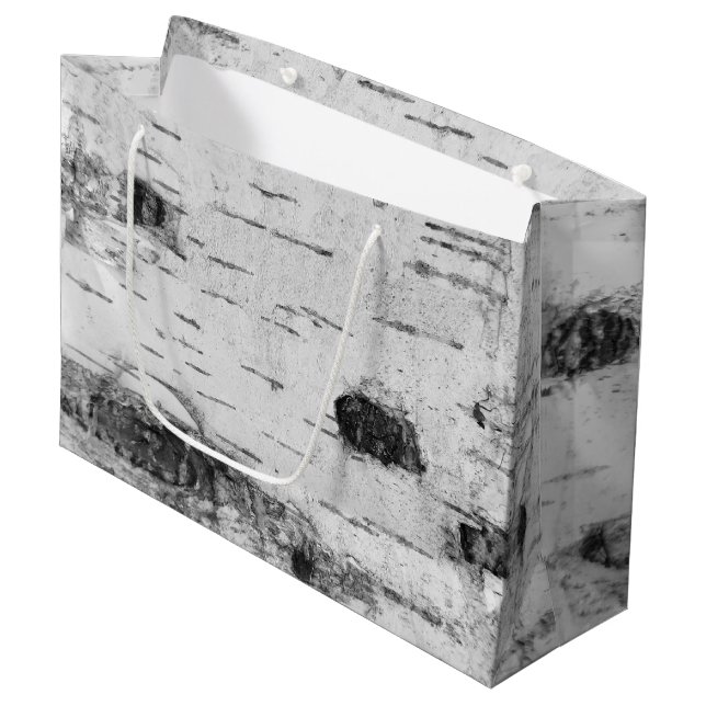 Motif d'écorce de bouleau grand sac cadeau (Devant Angle)