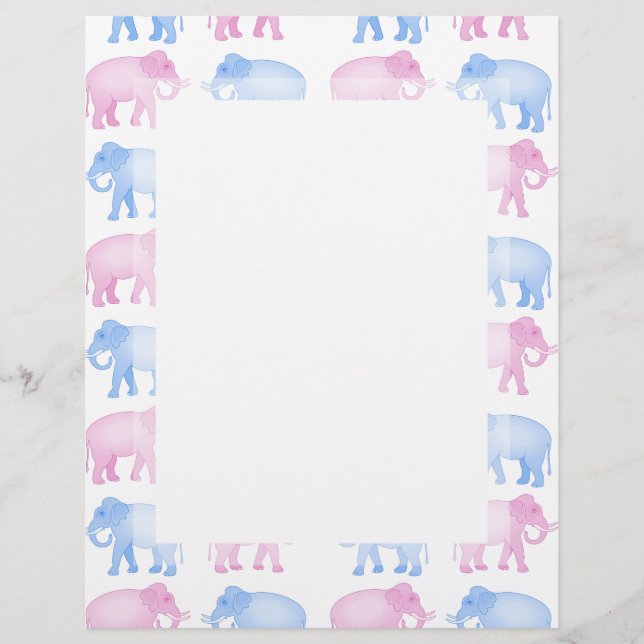 Motif d'éléphant indien rose et bleu (Devant)