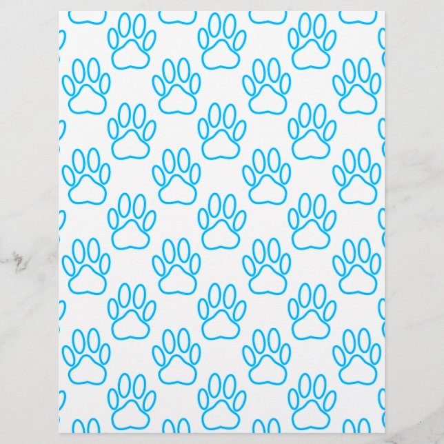 Motif d'empreinte de patte de chien au néon bleu (Devant)