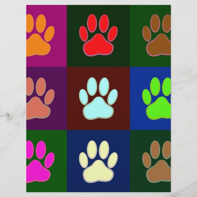 Motif d'empreinte de patte de chien multicolore (Devant)