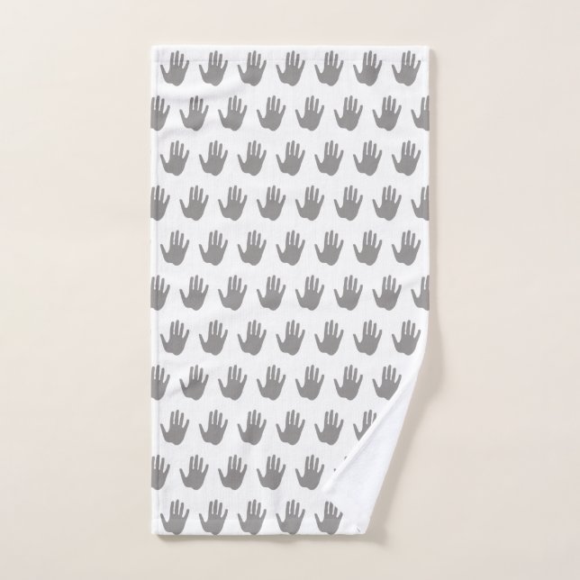 Motif d'empreintes de main grises et blanches (Serviette à main)