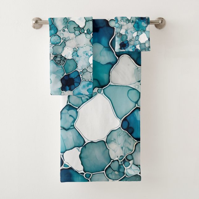 Motif d'encre d'alcool bleu vibrant (En situation)