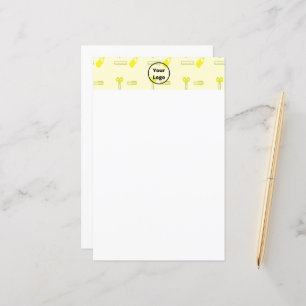 Motif d'entreprise de papeterie jaune