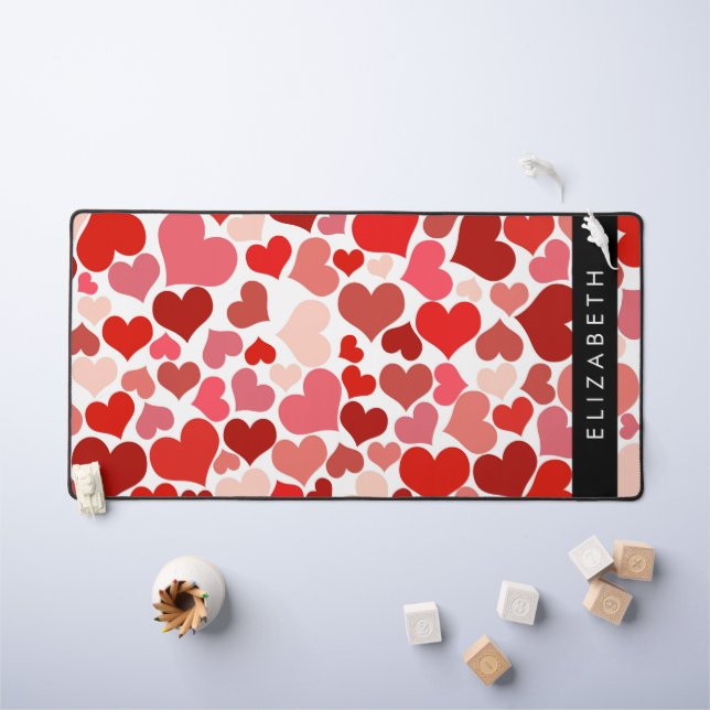 Motif Des Coeurs, Coeurs Rouges, Amour, Votre Nom (Tableau pour enfants)