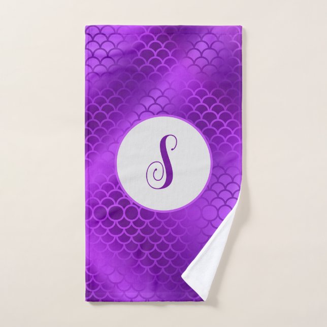Motif des échelles de sirène violet initiales pers (Serviette à main)