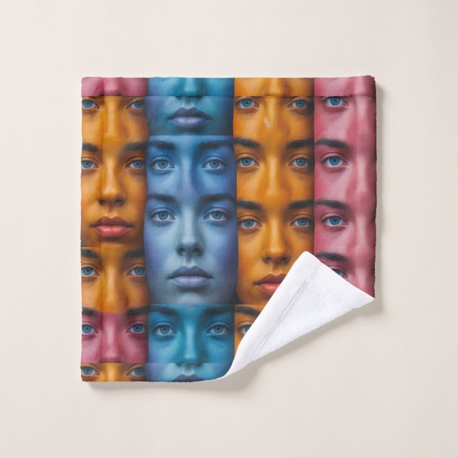 Motif des faces colorées (Gant de toilette)