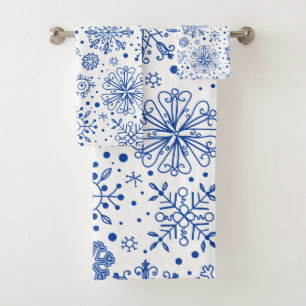 Motif des flocons de neige de Noël bleu et blanc
