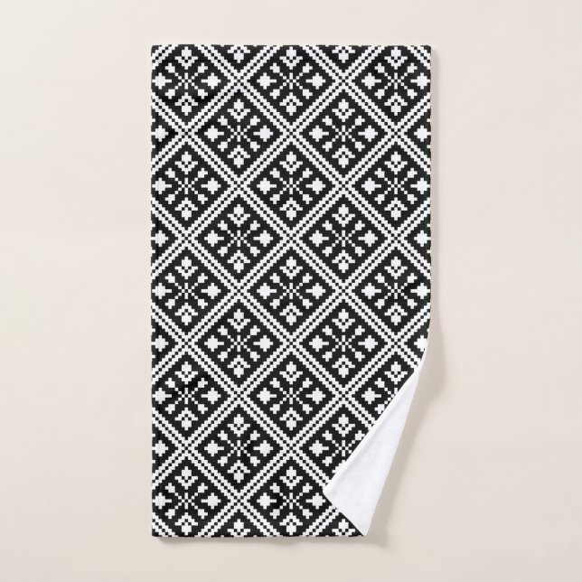 Motif des flocons de neige de Noël noir et blanc (Serviette à main)