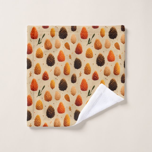 Motif des Pinecones d'hiver chauds (Gant de toilette)